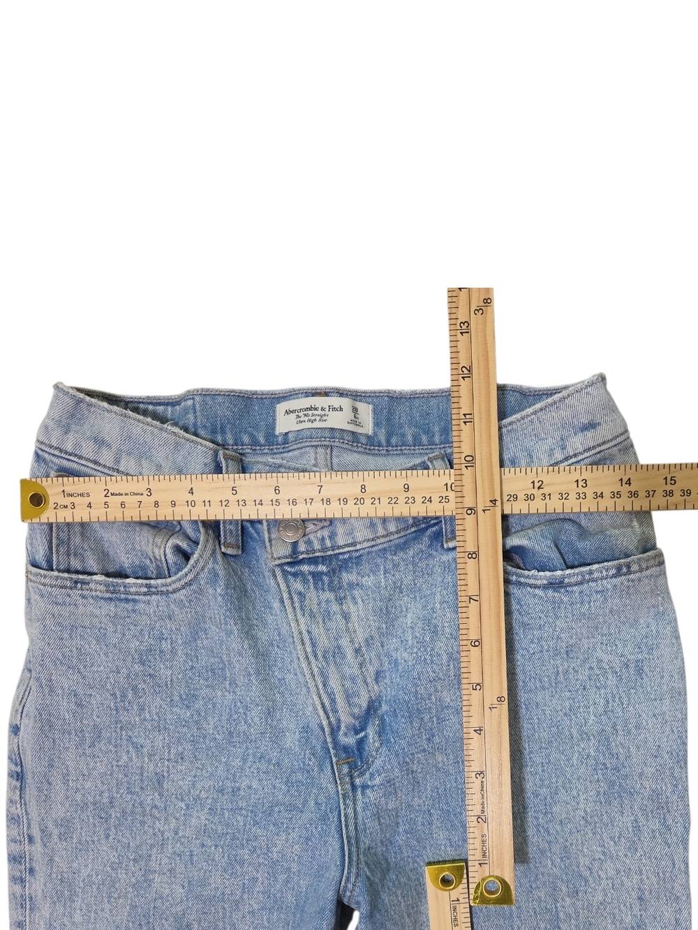Abercrombie & Fitch Light Blue High-Rise Straight Jeans - Picture 6 of 10